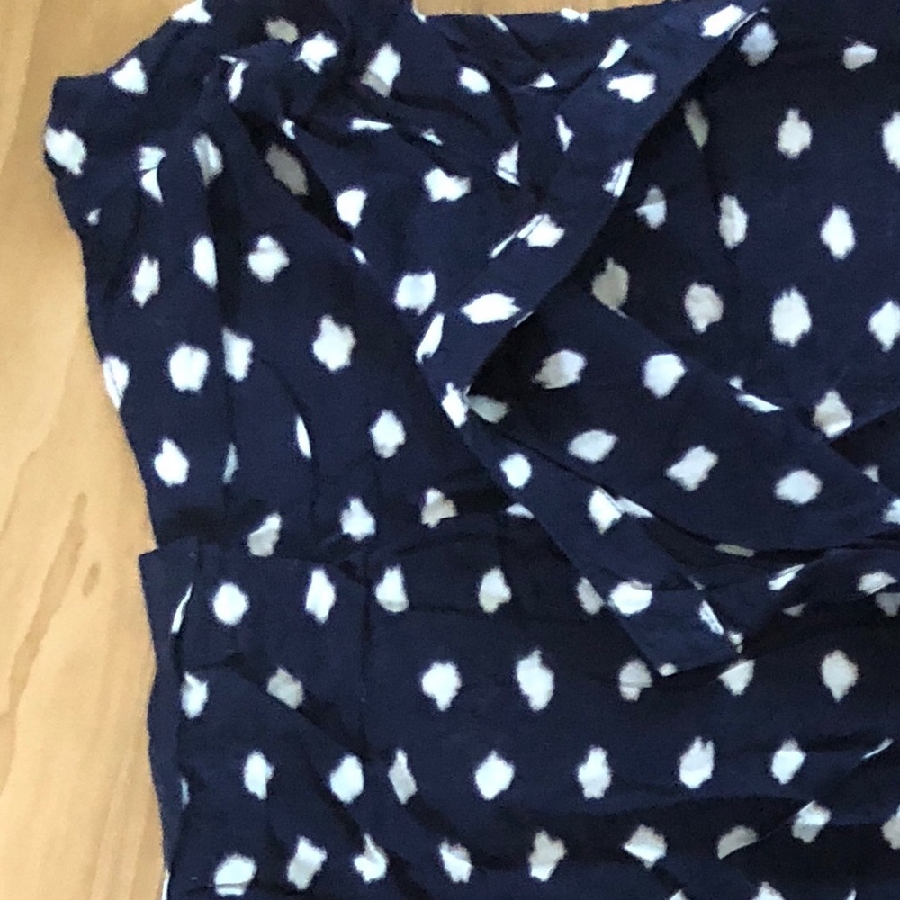 Navy blouse with white spots size Medium